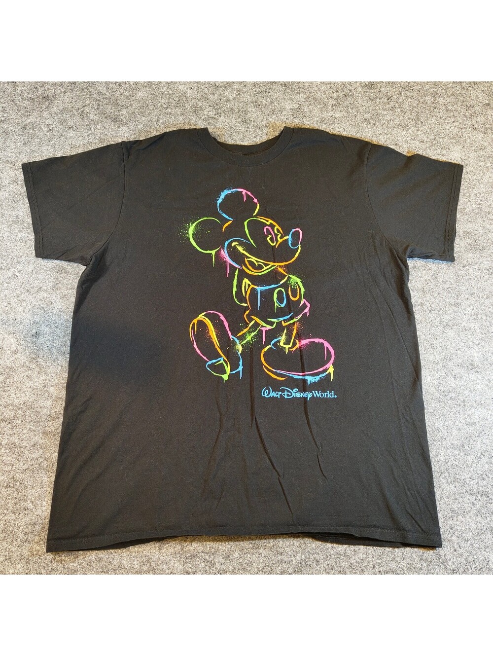 Walt Disney World Mickey Mouse Neon Graffiti Spray Paint Graphic T-Shirt XL